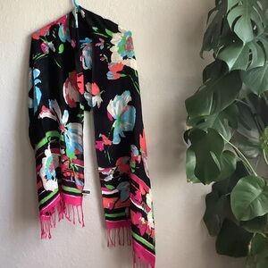 Apt. 9 Vibrant Floral Scarf in Black, Pink, and Blue